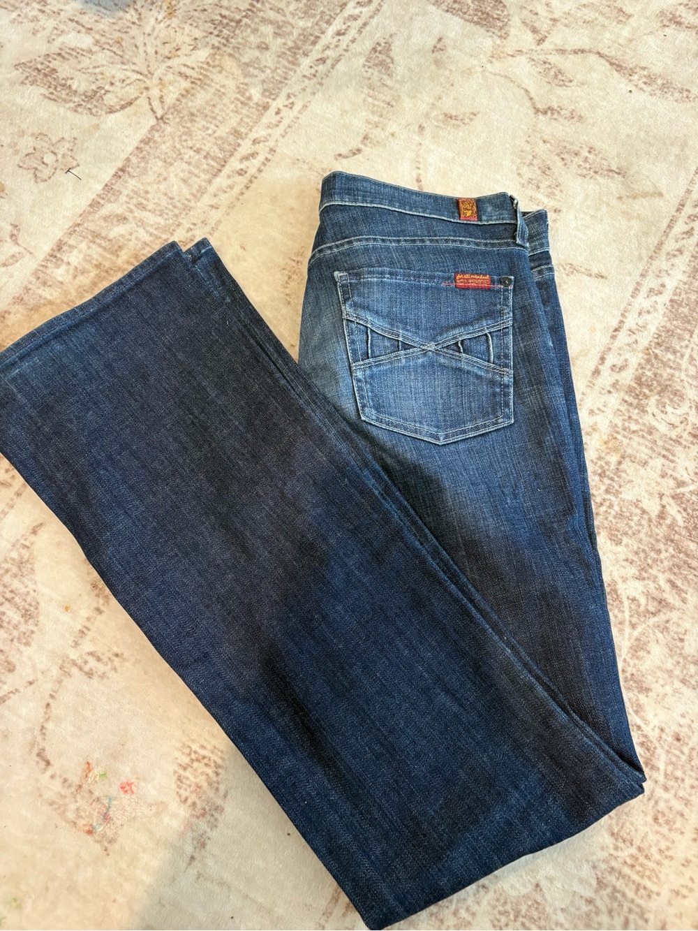 7 For All Mankind Women's Bootcut Jeans in Dark Blue Denim